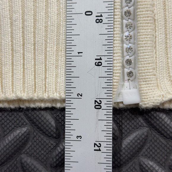 Belldini Sweater Women's XL Ivory Knitted Long Sleeve Collared Full Zip Cardigan - Picture 7 of 7